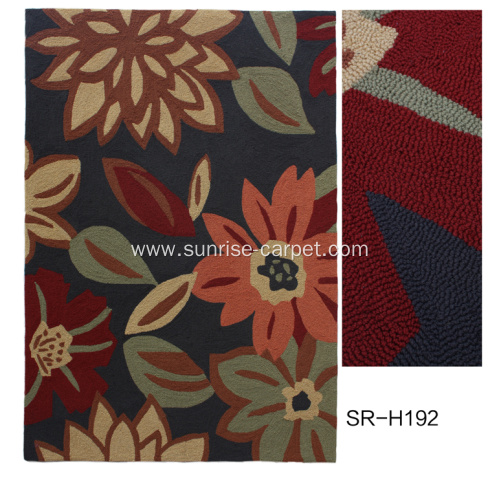 Hand Hooked Carpet Flower Design